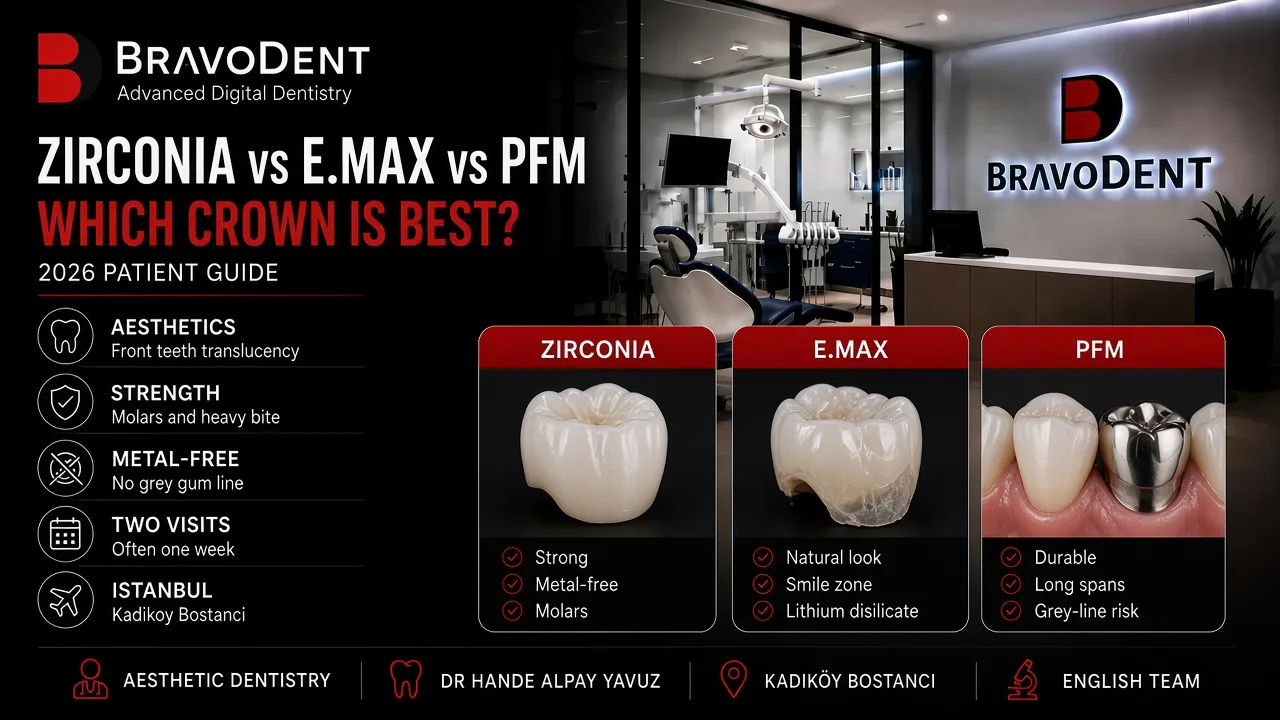 Zirconia vs E.max vs Porcelain-Fused-to-Metal Crowns: Which Is Best? (2026 Guide for International Patients)